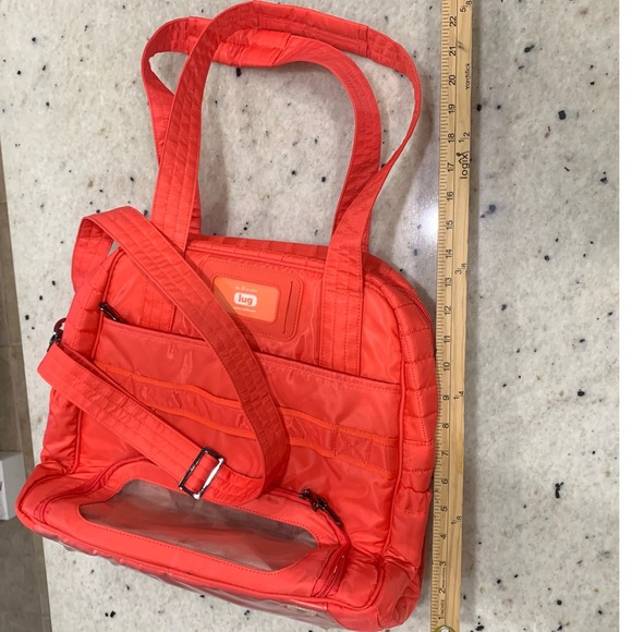 Lug Puddle Jumper Sunset Orange Quilted Overnight Travel Tote Bag Crossbody - Picture 6 of 7